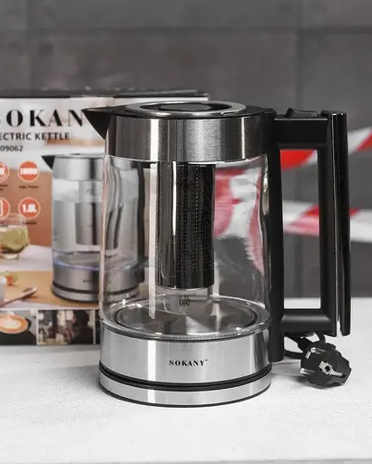 Электрочайник Sokany SK-09062 1.8л 1800Вт Черный/Сталь - фото 6