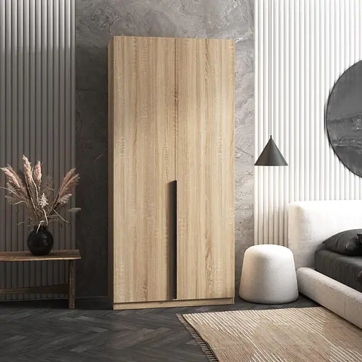 Шкаф для одежды Vays M-26 Дуб Сонома, с полками, ЛДСП, 100×50×220 см - для спальни, гостиной, прихожей