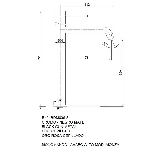Смеситель для умывальника Imex Monza высокий PVD матовое золото BDM039-3OC Золотой - фото 4