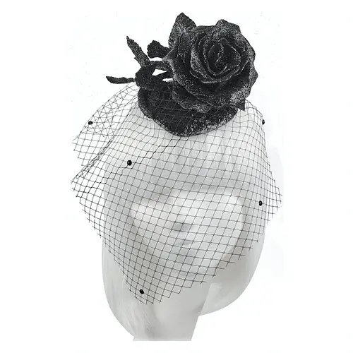 Вуалетка Чорна троянда з вуаллю - фото 1
