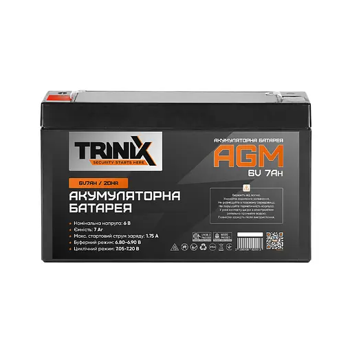 Аккумуляторная батарея 6В 7Ач Trinix 6V7Ah/20Hr AGM свинцово-кислотная (44-00057) - фото 2