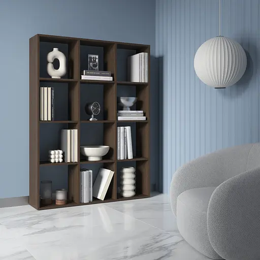 Книжная полка стеллаж Vays M-8 Венге Темный на 12 ячеек ЛДСП 108x29x143 см для дома офиса детской или гостиной