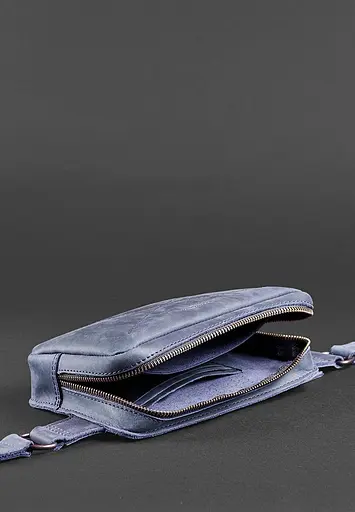 Шкіряна поясна сумка Dropbag Mini синя - фото 6