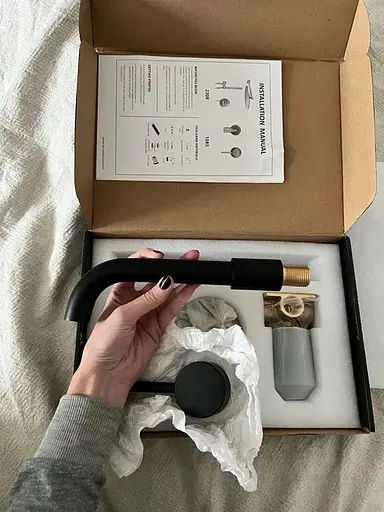 Змішувач прихованого монтажу Quyanre для ванної 210 мм латунь (Чорний матовий) - фото 8