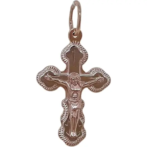 Золотий хрестик Харківська ювелірна фабрика. Розп'яття Христа. 118-А