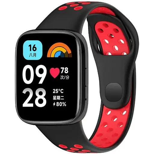Ремешок DK для Xiaomi Redmi Watch 3 Active / 3 Lite Silicone Sport Band Nike (black / red) - фото 3