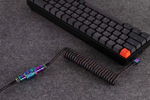 Кабель Keychron USB-A/USB-C > USB-C заряджання/синхронізації, 1.08м, Type-C, Premium Coiled Aviator, чорний - фото 5