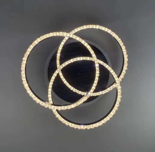 LED світильник чорний на 3 кільця з хромованою смужкою d30 см Line.F A 55063/3С RGB BK+CR - фото 4