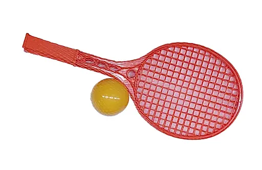 Іграшка "Ракетка мала ТехноК" 0373, 2 ракетки та м'ячик, у сітці (4823037600373) Помаранчевий - фото 1