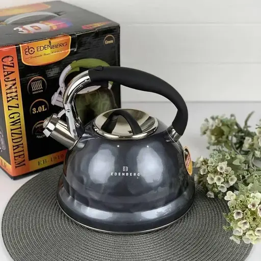 Чайник из нержавеющей стали 3.0 л для индукционной плиты Edenberg EB-1910 серый - фото 5