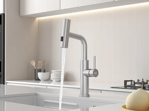 Cмеситель для кухни с выдвижной лейкой водопад нержавеющий Nett LS-35 Нержавеющая сталь - фото 3