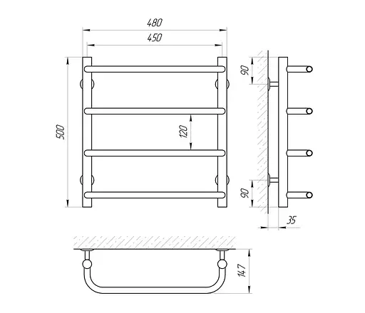 Електрична рушникосушка Laris Стандарт П4 450x500 Е 73207080 - фото 5