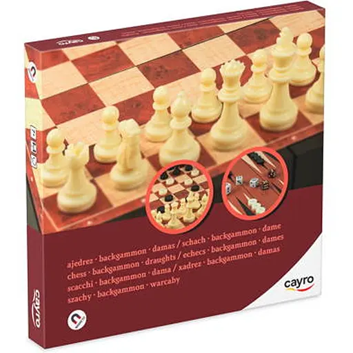 Настольная игра CAYRO Магнитные шахматы-шашки-нарды с отсеками для хранения фигур (поле 24x24 см) (446) - фото 1