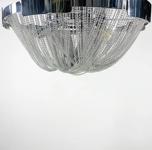 Стельова хромована люстра з переплетеними ланцюжками Line.F Діаметр 40см - фото 5