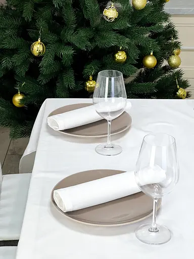 Водовідштовхувальна скатертина новорічна Білий однотон 140х100 см (+ 2 серветки 30х40) - фото 10
