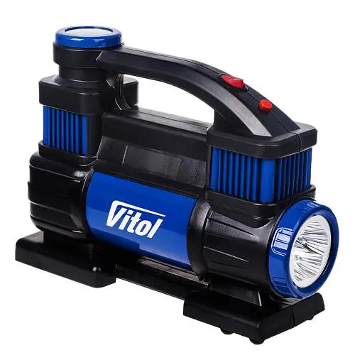 Компрессор Vitol К-70 150psi/23Amp /90л/2 цилиндра/шланг 5,0м/клеммы