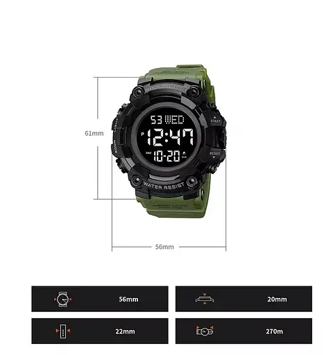 Тактические мужские часы Skmei 1968 Зеленый - фото 6