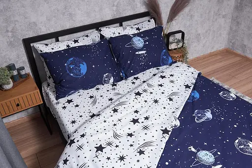 Комплект постільної білизни Moon&Star Ranforce Elite Cosmos сімейний 2х143х210 см наволочки 2х40х60 см - фото 3
