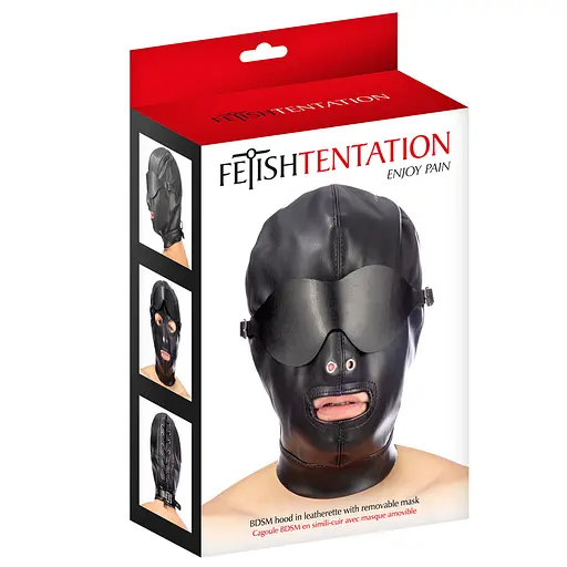 Маска Fetish Tentation Enjoy Pain BDSM Hood With Mask черный - фото 4