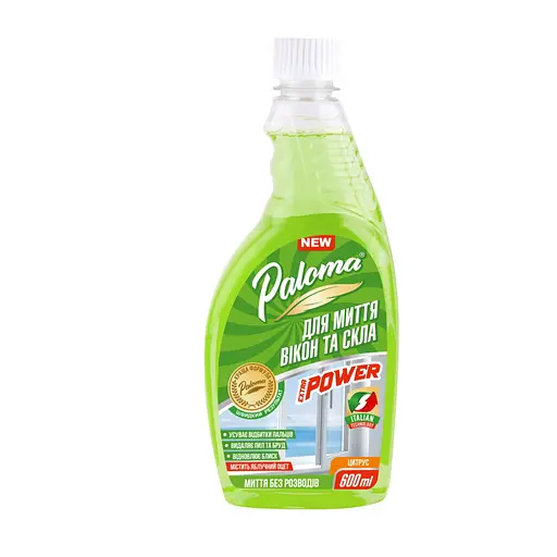 Очиститель для стекла и зеркал Paloma Extra Power с яблочным уксусом 600мл (PE50946)