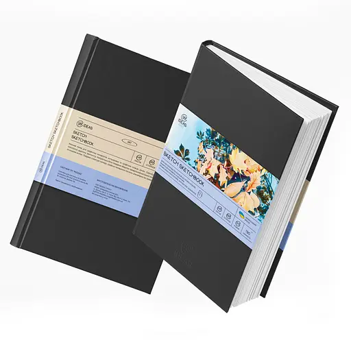 Скетчбук для скетчинга А5 48 листов (130 г/м2), белая бумага, черная обложка, 99IDEA9-SBSP5BL - фото 3