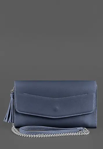 Шкіряна жіноча сумка Еліс темно-синя - фото 3