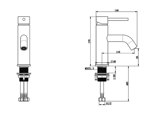 Змішувач для раковини WEZER EKO1C-01-BLACK - фото 2