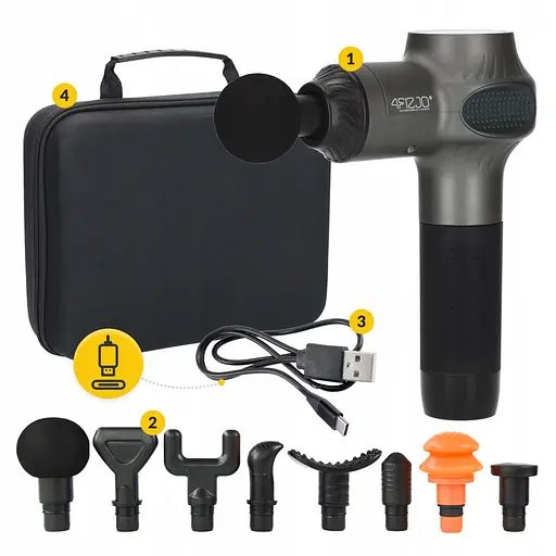 Ручний перкусійний масажер 4FIZJO Massage Gun Active 30 Вт (масажний пістолет) 4FJ0592 (P-5907739319937) - фото 14