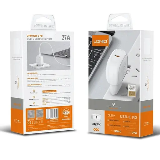 Мережевий зарядний пристрій Ldnio A1206C Type-C PD 27W білий + кабель Type-C to Lightning - фото 9