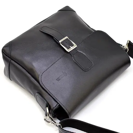 Сумка-мессенджер Tarwa через плечо черная гладкая кожа наппа 25х25х11 см sum0028199 - фото 5