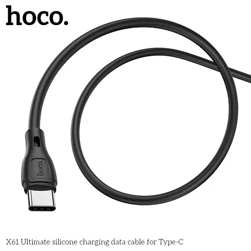Кабель Hoco X61 Ultimate Silicone for Type-C 2,4A/1 м чорний - фото 1