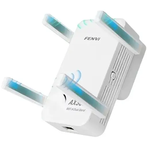 Wi-Fi повторювач Fenvi F-AX3000R, White, WiFi 6, 2.4GHz (до 573 Мбіт/с) / 5GHz (до 2400 Мбіт/с), 1xGLan, 4 зовнішні антени