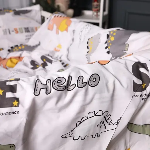 Простирадло MirSon Бязь Kids Time 17-0698 Smoky Dinosaurs 150х200 см біле з принтом (2200010460209) - фото 3