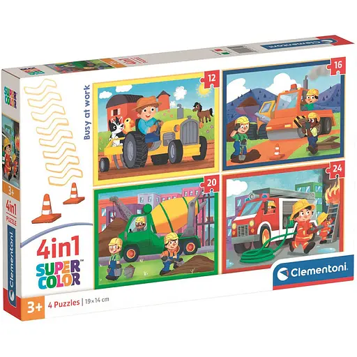  Пазл 4 в 1 Clementoni Busy at Work: 12+16+20+24 элемента (21741) - фото 1