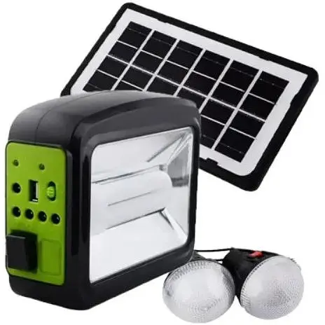Фонарь прожекторный переносной CcLamp 01 3.5W солнечная система освещения с солнечной панелью Черный с салатовым - фото 1