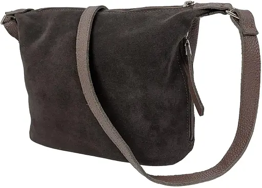 Женская сумка из натуральной кожи и замши Borsacomoda темно-коричневая sum0028738 - фото 3