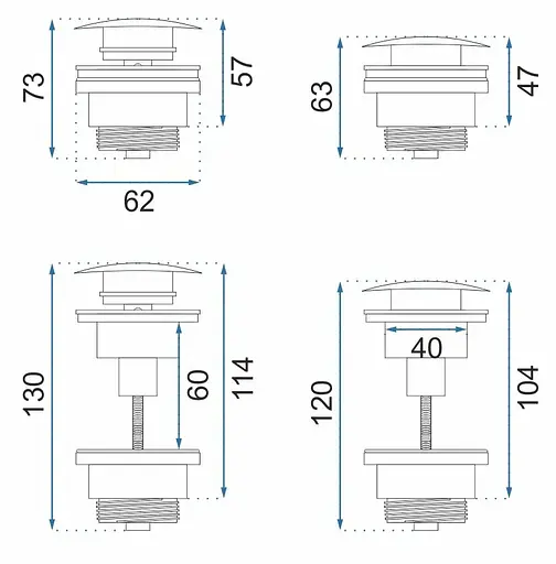 Донний клапан для умивальника Rea click-clack nikiel brushed REA-A6000, Никель - фото 3