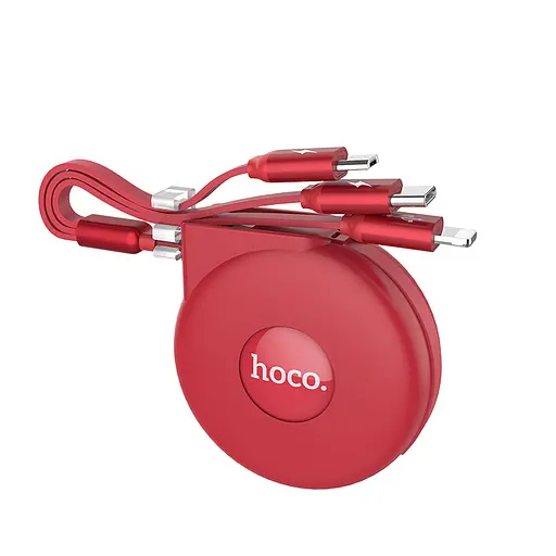 Кабель Hoco combo retractable Micro USB+Lightning+Type-C U50 1 м, 2A