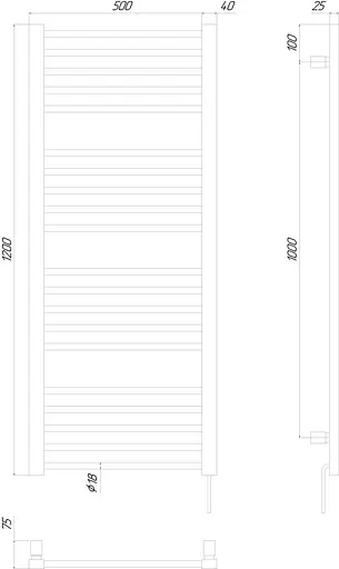 Электрический полотенцесушитель Kosser Стэп 1200x500 EL тайм. белый ДСТ04ELW, Белый матовый, Левое - фото 5