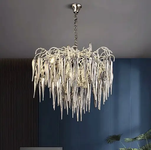 Люстра с подвесными объемными стеклянными элементами дымчатого цвета Line.F Y 03 CH+GR - фото 1