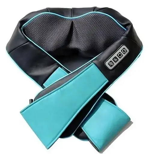 Массажер Shiatsu для тела спины поясницы шеи и плеч (Черный с голубым)