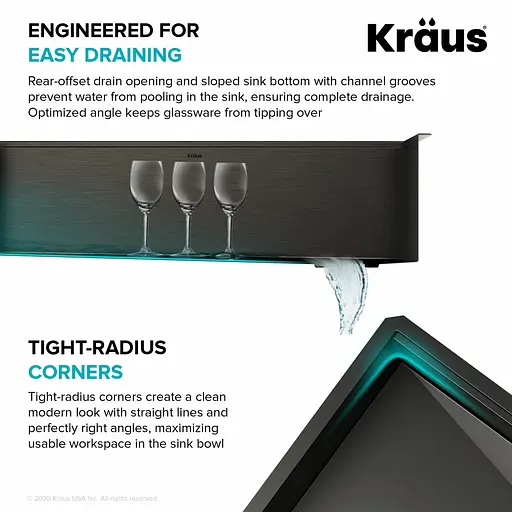Кухонная мойка Kraus Kore KWF410-33/PGM, Графит - фото 7