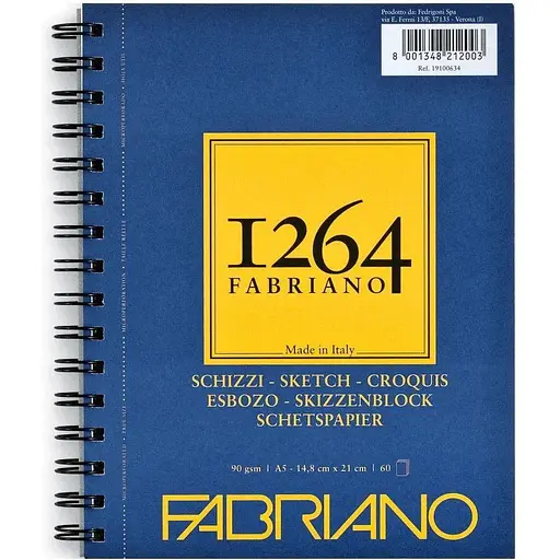 Альбом для рисунка и эскизов Fabriano на спирали 1264 А5 (14.8х21 см) 90г/м2 60л слоновая кость - фото 1