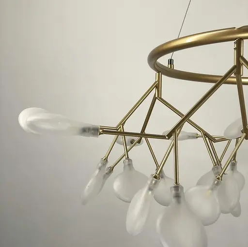 Современная люстра-кольцо золотистого цвета на 27 ламп Line.F Цвет плафона Графитовый - фото 3