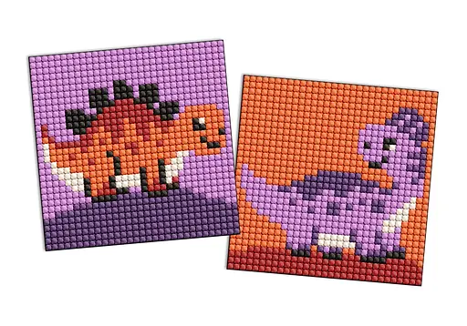 Набір з алмазною мозаїкою на самоклеючій основі для дітей Юрський період Динозавр 1, 2 шт. 9x9 см, AMS1130