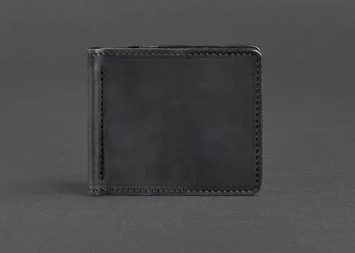 Мужской кожаный портмоне черный 1.0 зажим для денег Crazy Horse - фото 1