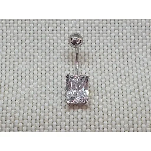 Серебряная серьга для пирсинга пупка с фианитами. 7028.1С - фото 5