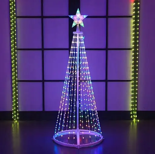 Новогодняя конусная елка Sun Lamp умная светодиодная 190 лампочек RGB Bluetooth 180 см - фото 5