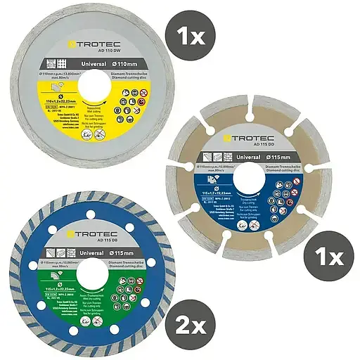 Набір відрізних алмазних дисків Trotec 110/115 х 22.23 х 1.2 мм (DAS302830) - фото 5