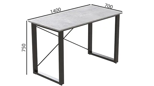 Письменный стол Ferrum-decor Драйв 750x1400x700 Черный металл ДСП Бетон 16 мм (FRD-103198) - фото 2